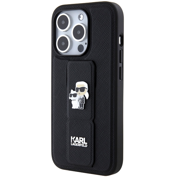 iTok webáruház - Karl Lagerfeld Karl Lagerfeld Gripstand Saffiano Karl&Choupette Pins tok iPhone 14 Pro készülékhez (fekete) 2 Karl Lagerfeld Gripstand Saffiano Karl&Choupette Pins case for iPhone 14 Pro (fekete)