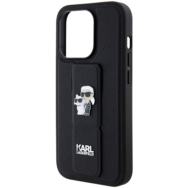 iTok webáruház - Karl Lagerfeld Karl Lagerfeld Gripstand Saffiano Karl&Choupette Pins tok iPhone 14 Pro készülékhez (fekete) 6 Karl Lagerfeld Gripstand Saffiano Karl&Choupette Pins case for iPhone 14 Pro (fekete)