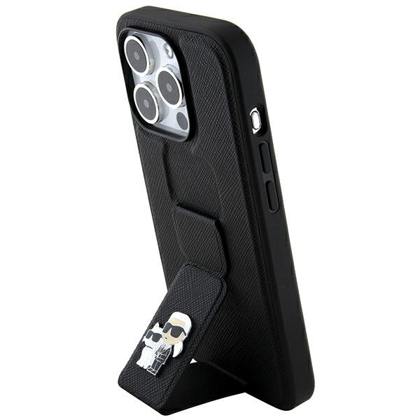 iTok webáruház - Karl Lagerfeld Karl Lagerfeld Gripstand Saffiano Karl&Choupette Pins tok iPhone 14 Pro készülékhez (fekete) 8 Karl Lagerfeld Gripstand Saffiano Karl&Choupette Pins case for iPhone 14 Pro (fekete)