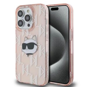 Karl Lagerfeld IML Choupette Head & Monogram case for iPhone 14 Pro (rózsaszín)