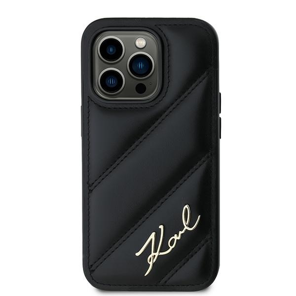 iTok webáruház - Karl Lagerfeld Karl Lagerfeld Diagonal Quilted Script tok iPhone 14 Pro készülékhez (fekete) 2 Karl Lagerfeld Diagonal Quilted Script case for iPhone 14 Pro (fekete)