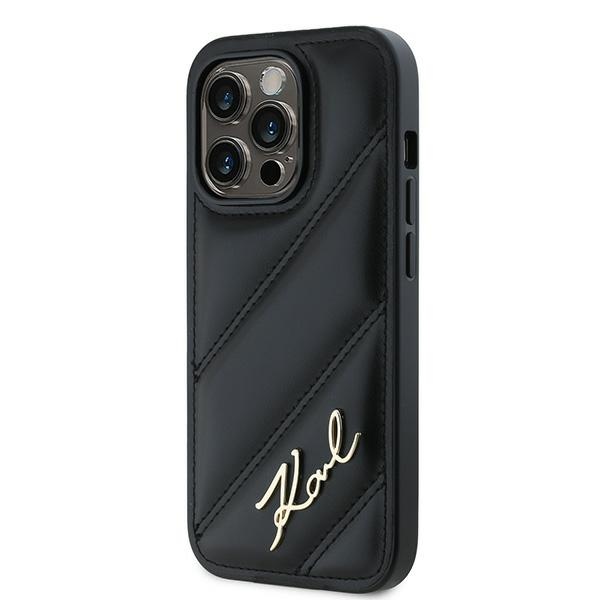 iTok webáruház - Karl Lagerfeld Karl Lagerfeld Diagonal Quilted Script tok iPhone 14 Pro készülékhez (fekete) 3 Karl Lagerfeld Diagonal Quilted Script case for iPhone 14 Pro (fekete)