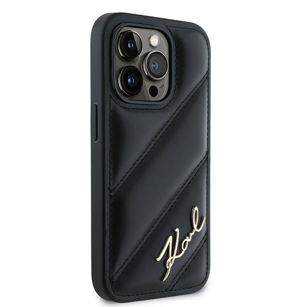 iTok webáruház - Karl Lagerfeld Karl Lagerfeld Diagonal Quilted Script tok iPhone 14 Pro készülékhez (fekete) 4 Karl Lagerfeld Diagonal Quilted Script case for iPhone 14 Pro (fekete)