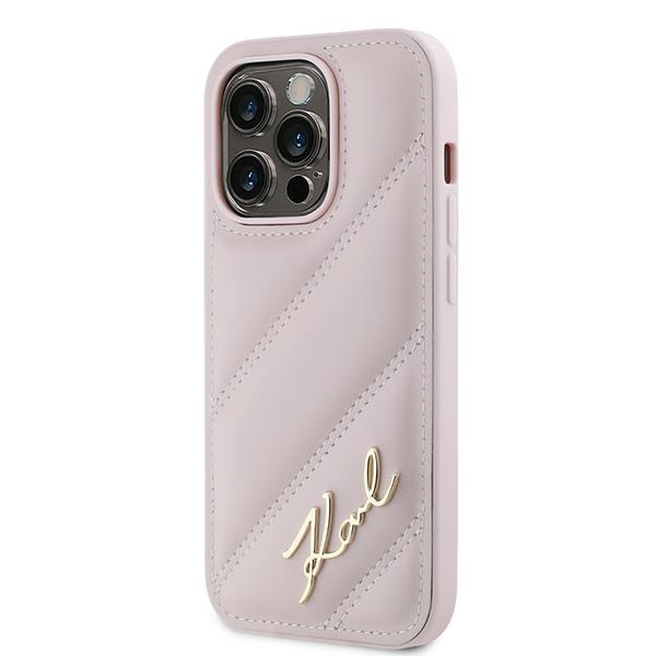 iTok webáruház - Karl Lagerfeld Karl Lagerfeld Diagonal Quilted Script tok iPhone 14 Pro készülékhez (rózsaszín) 2 Karl Lagerfeld Diagonal Quilted Script case for iPhone 14 Pro (rózsaszín)