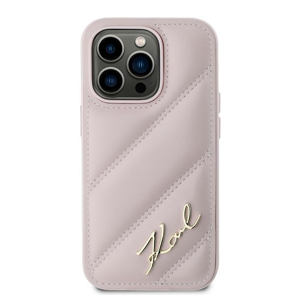 iTok webáruház - Karl Lagerfeld Karl Lagerfeld Diagonal Quilted Script tok iPhone 14 Pro készülékhez (rózsaszín) 3 Karl Lagerfeld Diagonal Quilted Script case for iPhone 14 Pro (rózsaszín)