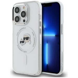 Karl Lagerfeld IML Metal Karl & Choupette Head MagSafe tok iPhone 14 Pro-hoz (fehér)