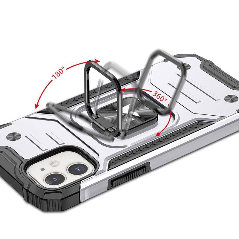 iTok webáruház - Wozinsky Wozinsky Ring Armor tok iPhone 14-hez, ezüst 5 Wozinsky Ring Armor case for iPhone 14 armored cover magnetic holder ring silver