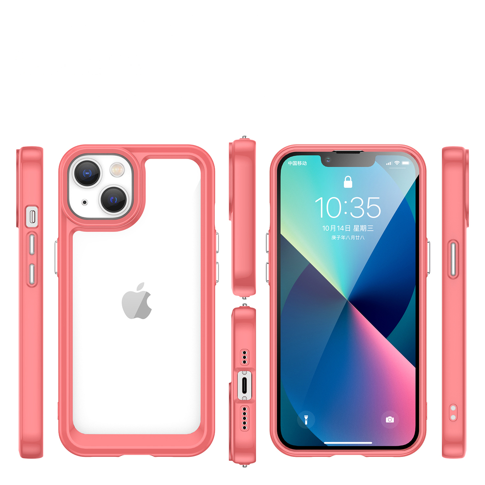 iTok webáruház - Hurtel Outer Space Case tok iPhone 14 készülékhez, piros 2 Outer Space Case iPhone 14 hard cover with a gel frame red