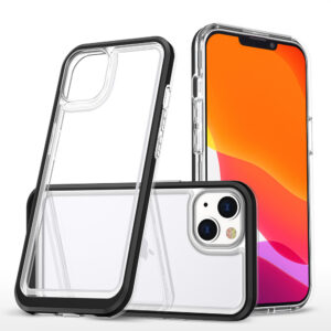 Hybrid Armor Clear 3 in 1 átlátszó szilikon tok fekete kerettel iPhone 14-hez
