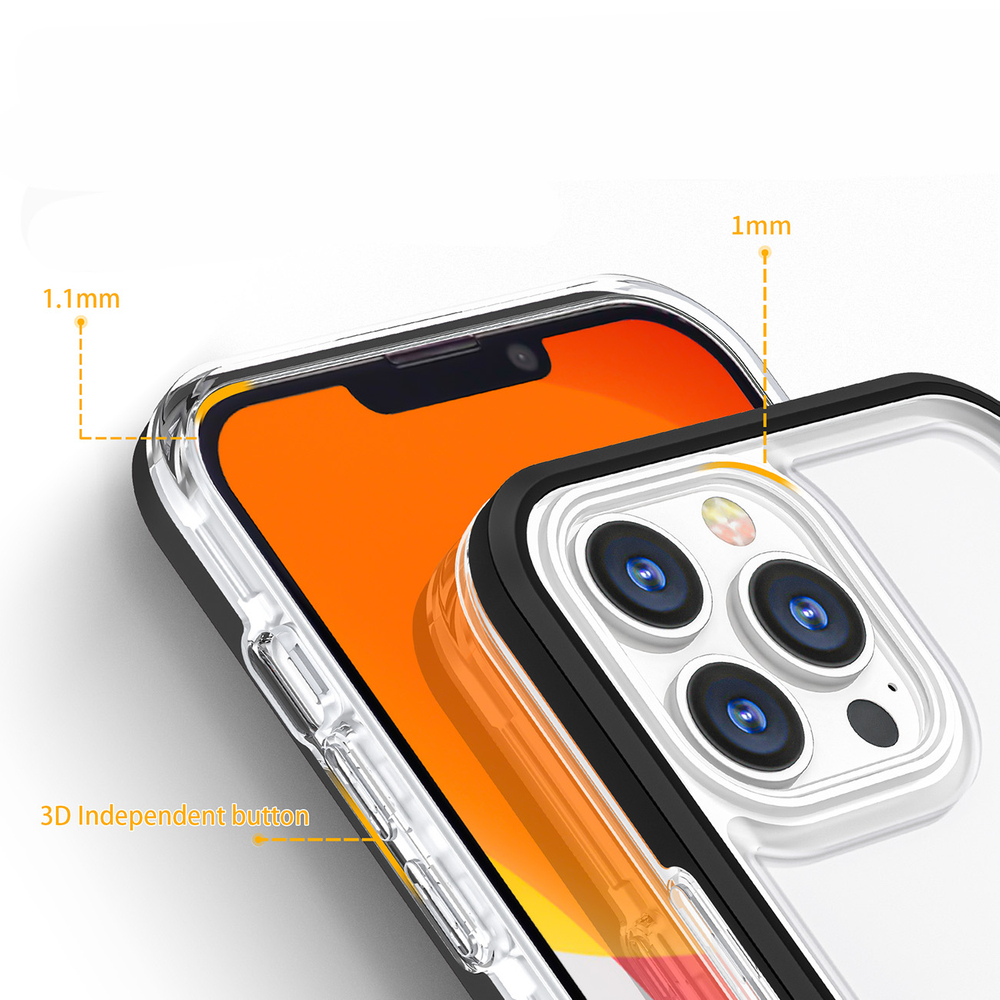 iTok webáruház - Hurtel Hybrid Armor Clear 3 in 1 átlátszó szilikon tok fekete kerettel iPhone 14-hez 3 Clear 3in1 case for iPhone 14 silicone cover with frame black