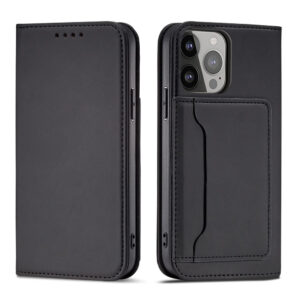Magnet Card Case könyvtok iPhone 14-hez, fekete