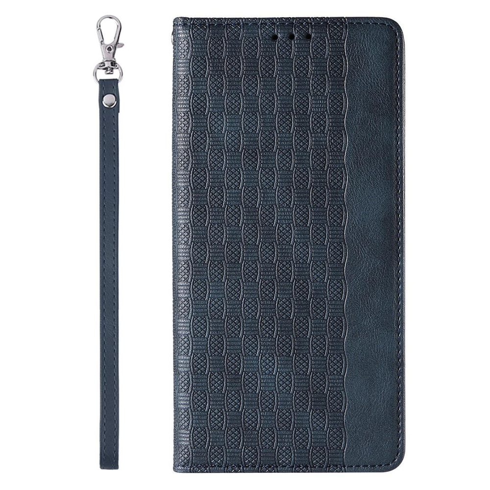 iTok webáruház - Hurtel Magnet Strap Case tok iPhone 14-hez – kék 5 Magnet Strap Case Case for iPhone 14 Flip Wallet Mini Lanyard Stand Blue