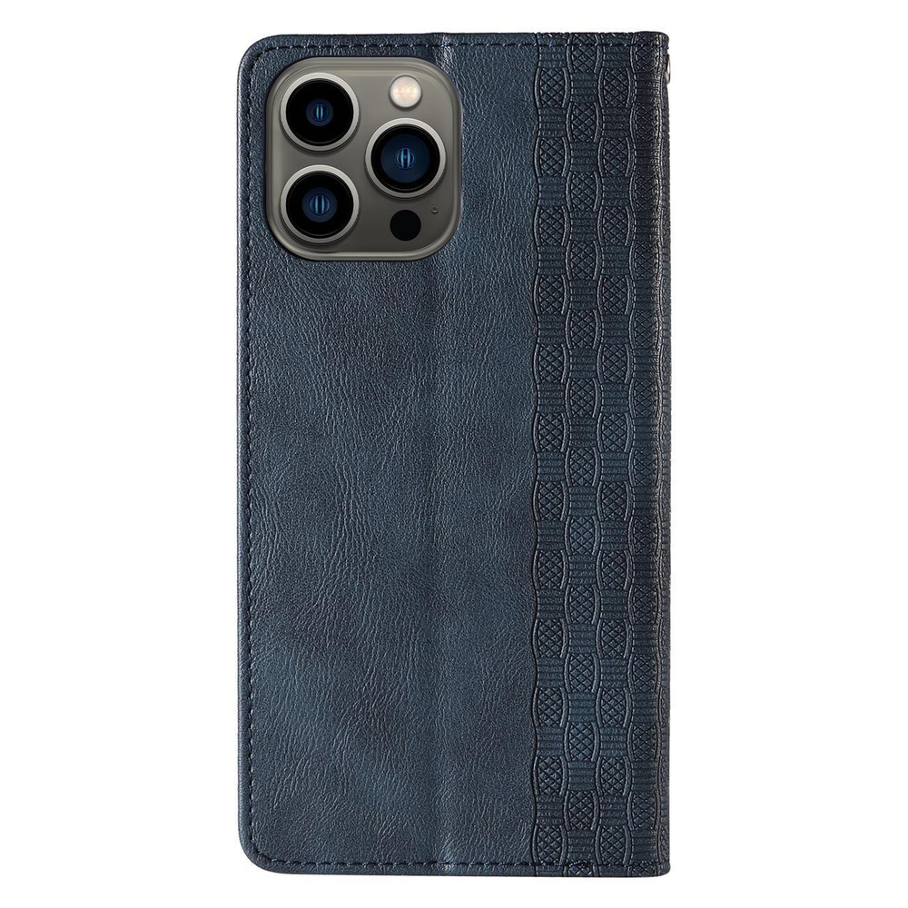 iTok webáruház - Hurtel Magnet Strap Case tok iPhone 14-hez – kék 6 Magnet Strap Case Case for iPhone 14 Flip Wallet Mini Lanyard Stand Blue