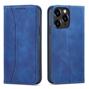 Magnet Fancy Case könyvtok pénztárcával és állvánnyal iPhone 14 készülékhez, kék