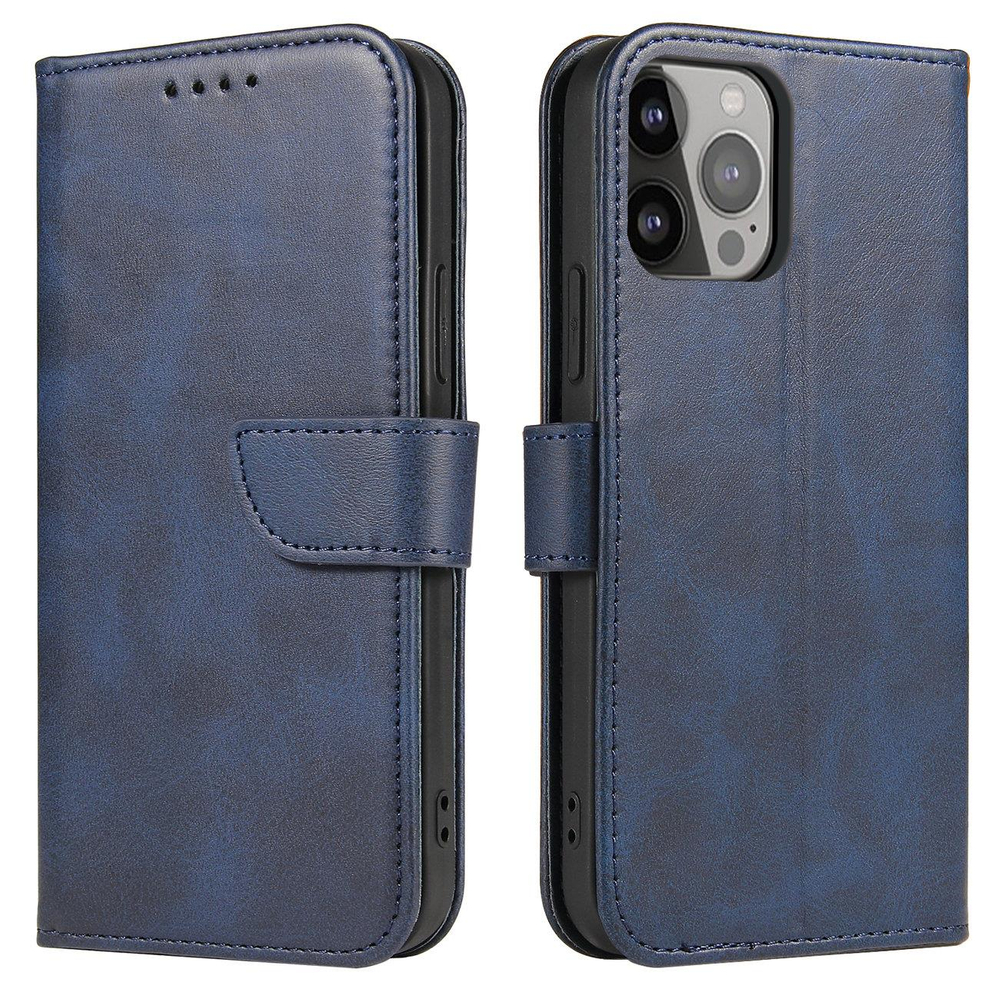 iTok webáruház - Hurtel Magnet Case könyvtok állványfunkcióval iPhone 14 Plus készülékhez, kék 2 Magnet Case elegant case cover with a flap and stand function for iPhone 14 Max blue