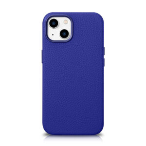 iCarer Litchi bőr tok iPhone 14-hez, MagSafe, sötétkék (WMI14220709-DB)