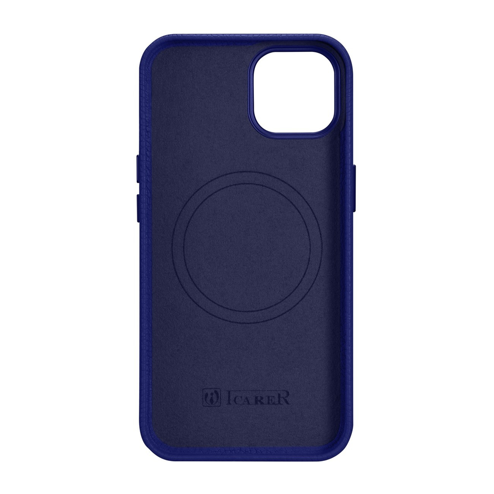 iTok webáruház - iCarer iCarer Litchi bőr tok iPhone 14-hez, MagSafe, sötétkék (WMI14220709-DB) 3 iCarer Litchi Premium Leather Case iPhone 14 Magnetic Leather Case with MagSafe Dark Blue (WMI14220709-DB)