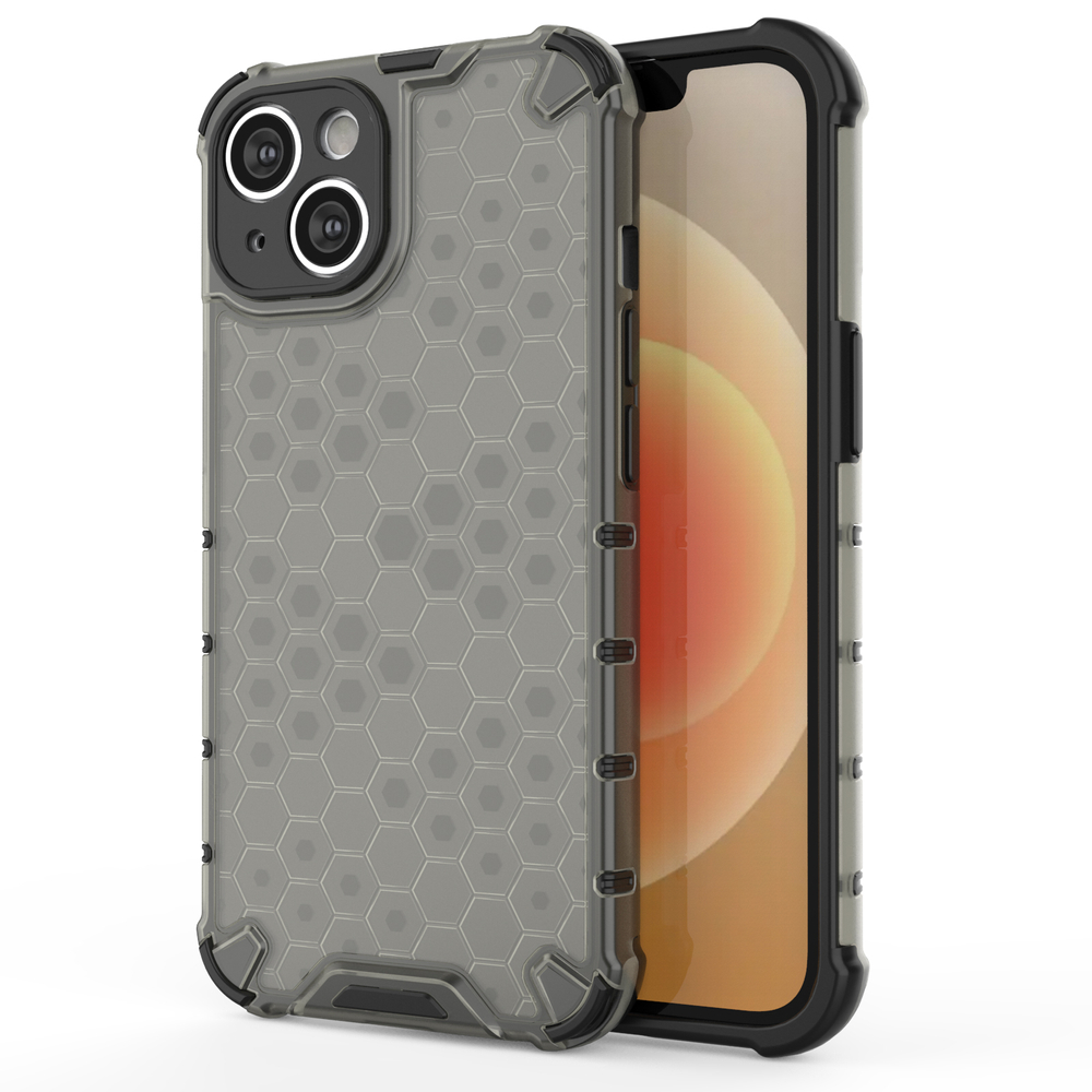 iTok webáruház - Hurtel Hurtel Honeycomb tok iPhone 14 készülékhez, fekete 1 Honeycomb case for iPhone 14 armored hybrid cover black