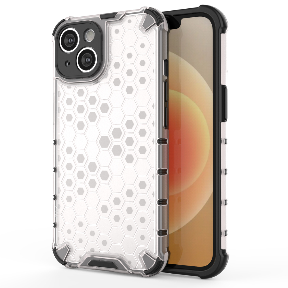 iTok webáruház - Hurtel Honeycomb tok iPhone 14-hez – átlátszó 1 Honeycomb case for iPhone 14 armored hybrid cover transparent