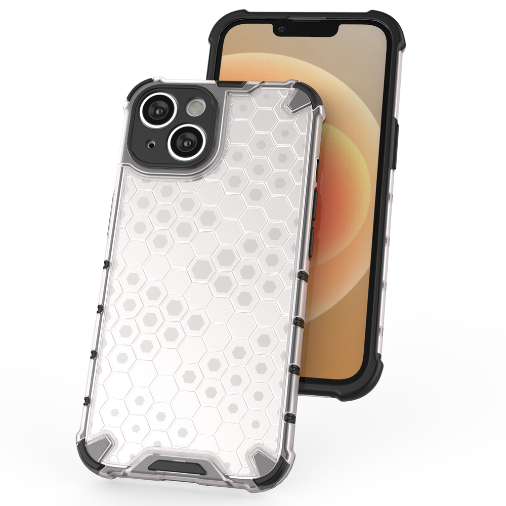 iTok webáruház - Hurtel Honeycomb tok iPhone 14-hez – átlátszó 4 Honeycomb case for iPhone 14 armored hybrid cover transparent