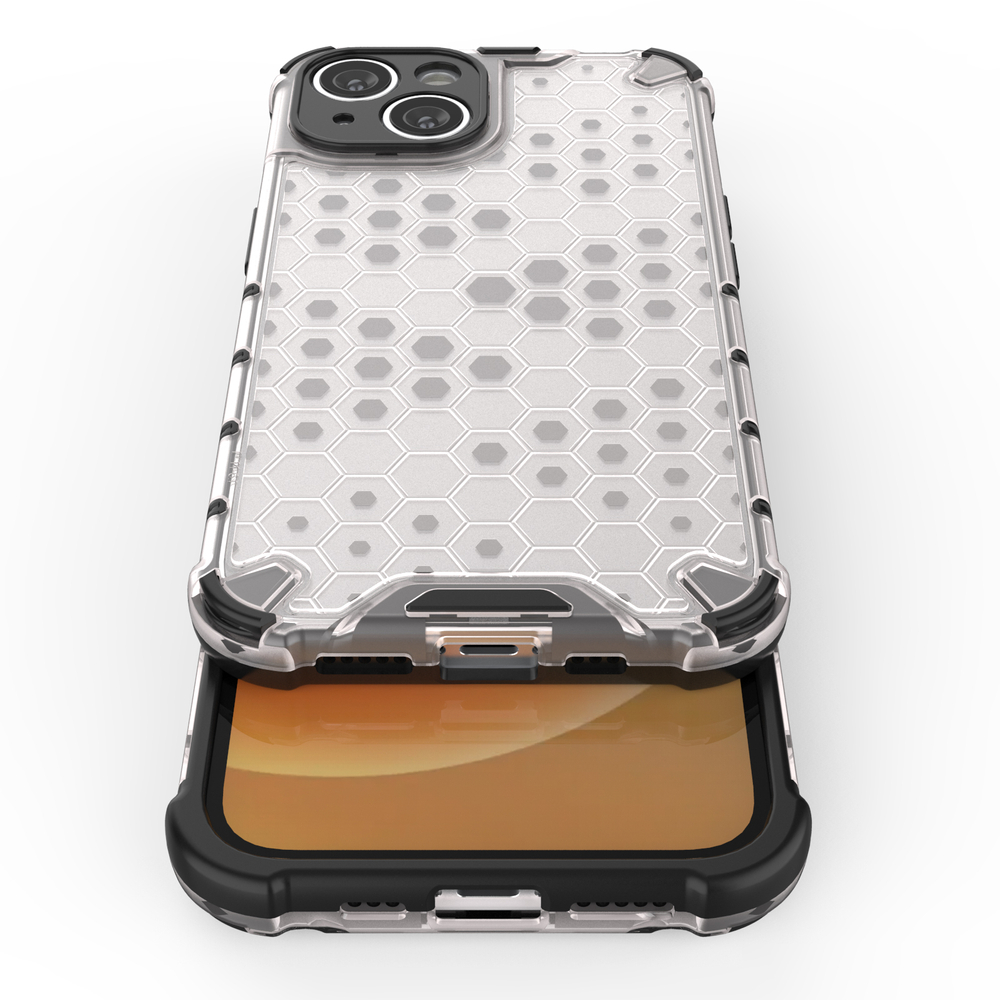 iTok webáruház - Hurtel Honeycomb tok iPhone 14-hez – átlátszó 8 Honeycomb case for iPhone 14 armored hybrid cover transparent