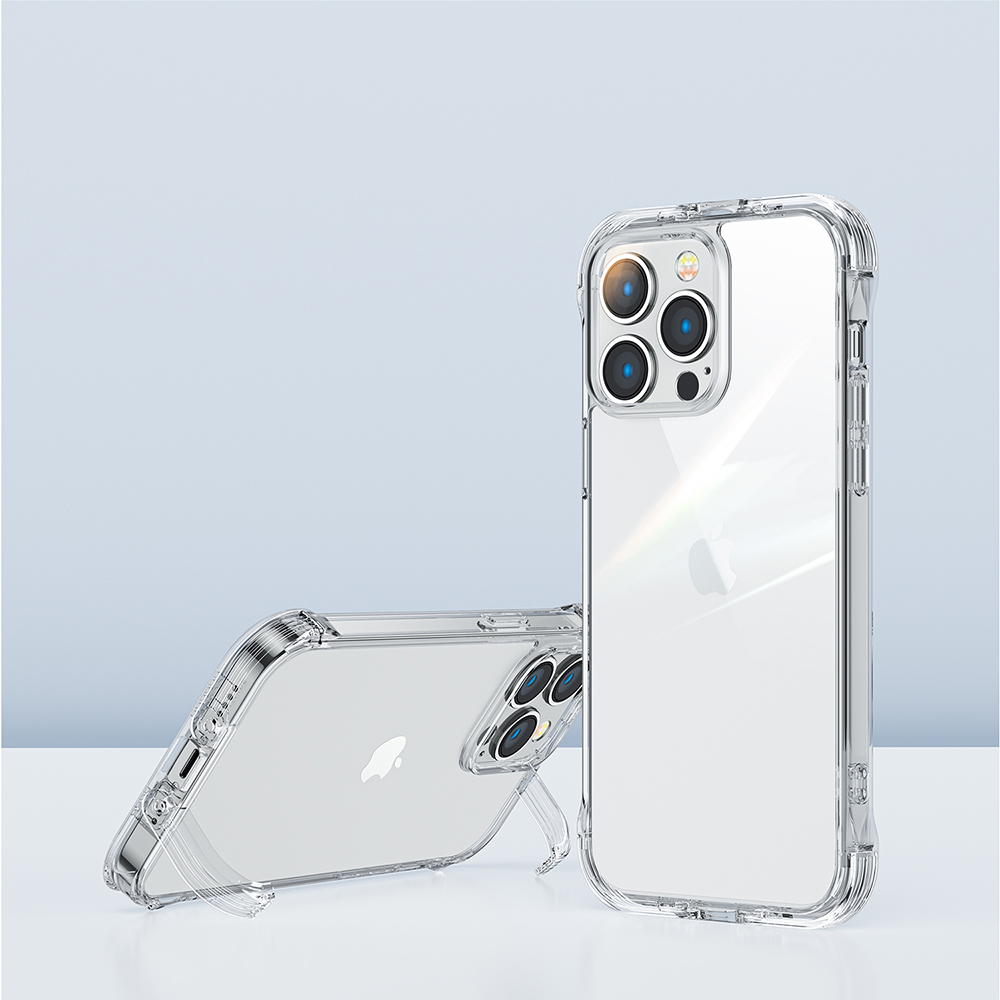 iTok webáruház - Joyroom Joyroom Defender Series tok iPhone 14 készülékhez, állvánnyal, átlátszó (JR-14H1) 2 Joyroom Defender Series Case Cover for iPhone 14 Armored Hook Cover Stand Clear (JR-14H1)