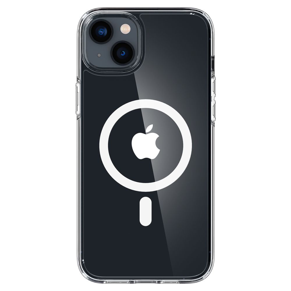 iTok webáruház - Spigen Spigen Ultra Hybrid Mag Case MagSafe tok iPhone 14-hez (átlátszó/fehér) 2 Spigen Ultra Hybrid Mag Case with MagSafe for iPhone 14 (átlátszó/fehér)