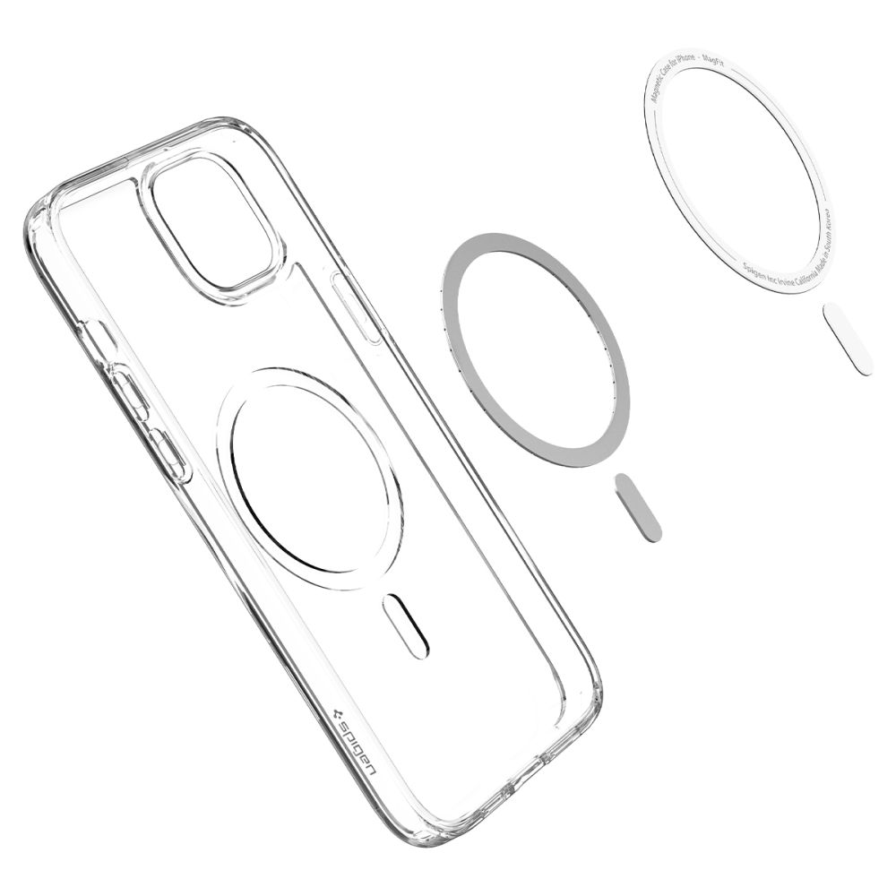 iTok webáruház - Spigen Spigen Ultra Hybrid Mag Case MagSafe tok iPhone 14-hez (átlátszó/fehér) 5 Spigen Ultra Hybrid Mag Case with MagSafe for iPhone 14 (átlátszó/fehér)