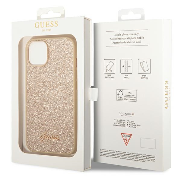 iTok webáruház - Guess Guess GUHCP14SHGGSHD Glitter Script tok iPhone 14 készülékhez – arany 8 Guess GUHCP14SHGGSHD iPhone 14 6.1" gold/gold hard case Glitter Script