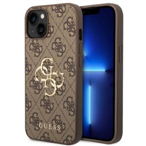 Guess 4G Big Metal Logo tok iPhone 14 készülékhez (barna)