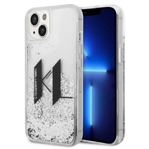 Karl Lagerfeld Liquid Glitter Big KL tok iPhone 14 (ezüst)