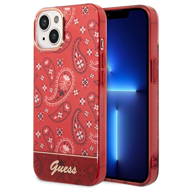 iTok webáruház - Guess Guess GUHCP14SHGBNHR Bandana Paisley kemény tok iPhone 14 6,1 hüvelykes készülékhez, piros 1 Guess GUHCP14SHGBNHR iPhone 14 6.1" red/red hardcase Bandana Paisley