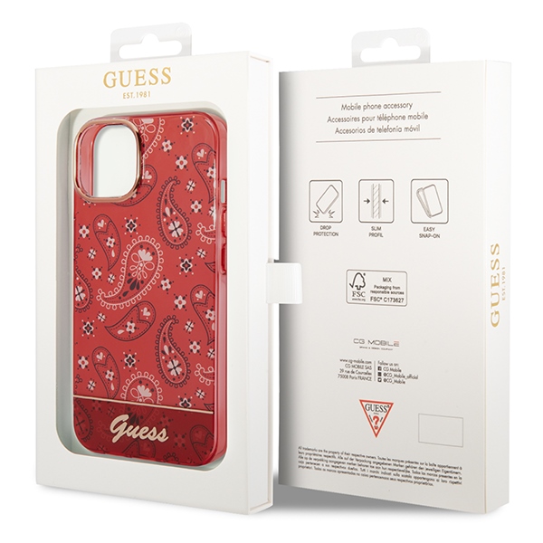 iTok webáruház - Guess Guess GUHCP14SHGBNHR Bandana Paisley kemény tok iPhone 14 6,1 hüvelykes készülékhez, piros 8 Guess GUHCP14SHGBNHR iPhone 14 6.1" red/red hardcase Bandana Paisley
