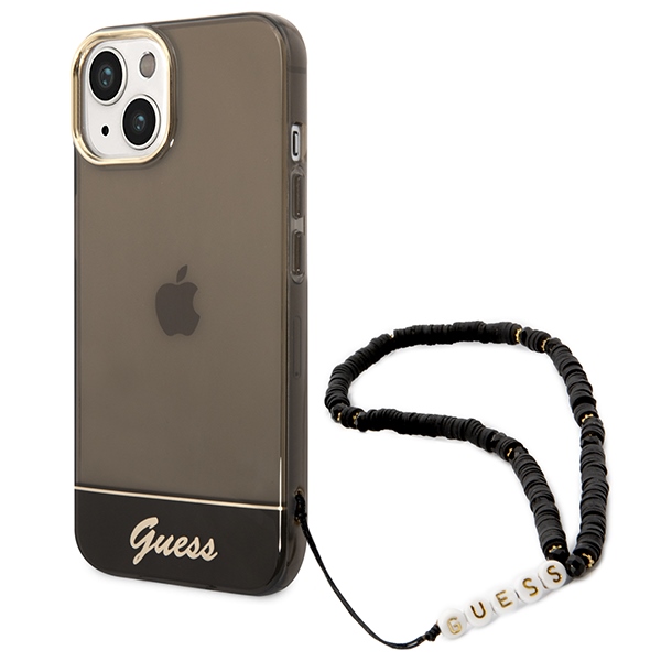 iTok webáruház - Guess Guess GUHCP14SHGCOHK fekete kemény tok iPhone 14 6,1 hüvelykes készülékhez 1 Guess GUHCP14SHGCOHK iPhone 14 6.1 "black / black hardcase Translucent Pearl Strap