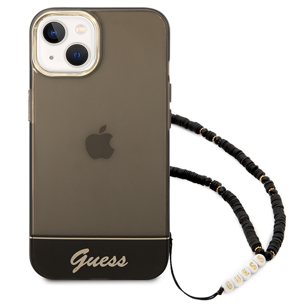 iTok webáruház - Guess Guess GUHCP14SHGCOHK fekete kemény tok iPhone 14 6,1 hüvelykes készülékhez 2 Guess GUHCP14SHGCOHK iPhone 14 6.1 "black / black hardcase Translucent Pearl Strap