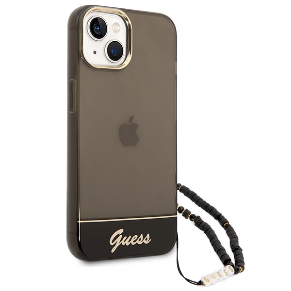 iTok webáruház - Guess Guess GUHCP14SHGCOHK fekete kemény tok iPhone 14 6,1 hüvelykes készülékhez 3 Guess GUHCP14SHGCOHK iPhone 14 6.1 "black / black hardcase Translucent Pearl Strap