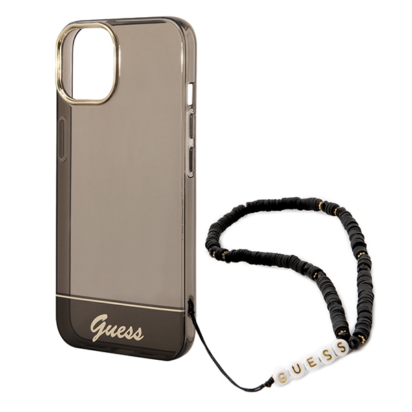 iTok webáruház - Guess Guess GUHCP14SHGCOHK fekete kemény tok iPhone 14 6,1 hüvelykes készülékhez 5 Guess GUHCP14SHGCOHK iPhone 14 6.1 "black / black hardcase Translucent Pearl Strap