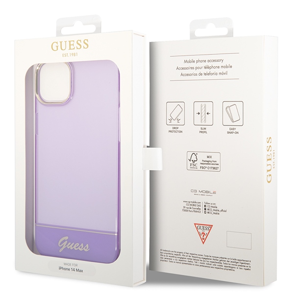 iTok webáruház - Guess Guess Translucent tok iPhone 14 6,1 hüvelykes készülékhez (lila) 8 Guess Translucent iPhone 14 6.1" Case (lila)