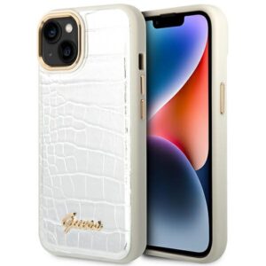 Guess GUHCP14SHGCRHS iPhone 14 6,1 hüvelykes ezüst keménytok – Croco Collection
