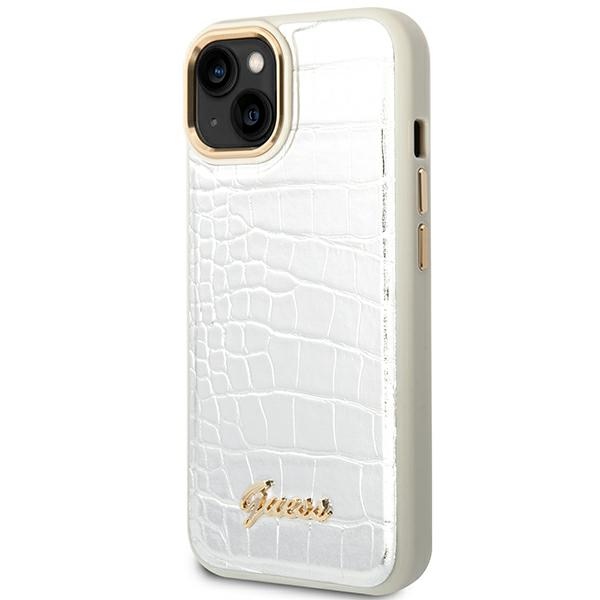 iTok webáruház - Guess Guess GUHCP14SHGCRHS iPhone 14 6,1 hüvelykes ezüst keménytok – Croco Collection 2 Guess GUHCP14SHGCRHS iPhone 14 6.1 "silver / silver hardcase Croco Collection