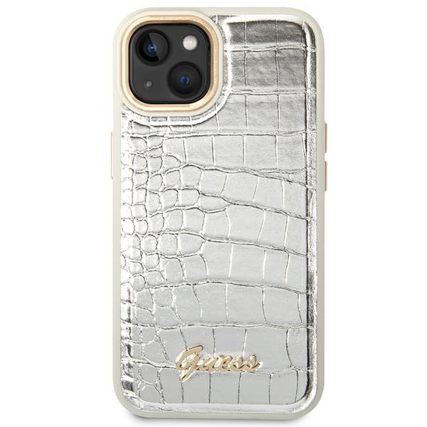 iTok webáruház - Guess Guess GUHCP14SHGCRHS iPhone 14 6,1 hüvelykes ezüst keménytok – Croco Collection 3 Guess GUHCP14SHGCRHS iPhone 14 6.1 "silver / silver hardcase Croco Collection