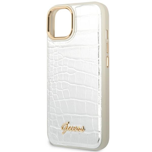 iTok webáruház - Guess Guess GUHCP14SHGCRHS iPhone 14 6,1 hüvelykes ezüst keménytok – Croco Collection 6 Guess GUHCP14SHGCRHS iPhone 14 6.1 "silver / silver hardcase Croco Collection