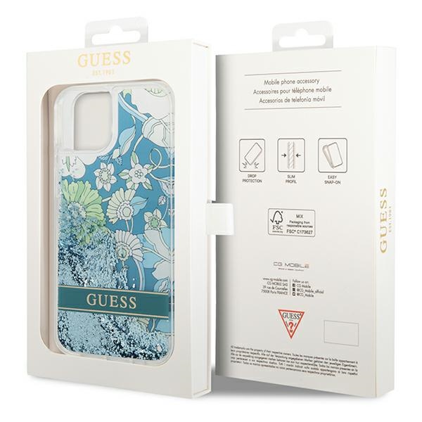 iTok webáruház - Guess Guess GUHCP14SLFLSN Flower Liquid Glitter tok iPhone 14 készülékhez 8 Guess GUHCP14SLFLSN iPhone 14 6.1 "green / green hardcase Flower Liquid Glitter