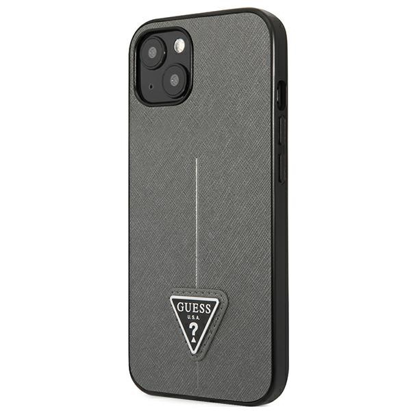 iTok webáruház - Guess Guess GUHCP14SPSATLG SaffianoTriangle Logo tok iPhone 14-hez, ezüst 2 Guess GUHCP14SPSATLG iPhone 14 6.1 "silver / silver hardcase SaffianoTriangle Logo