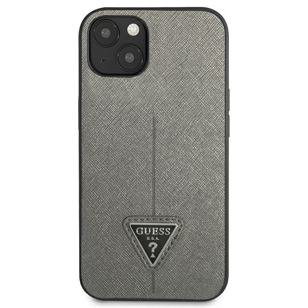 iTok webáruház - Guess Guess GUHCP14SPSATLG SaffianoTriangle Logo tok iPhone 14-hez, ezüst 3 Guess GUHCP14SPSATLG iPhone 14 6.1 "silver / silver hardcase SaffianoTriangle Logo