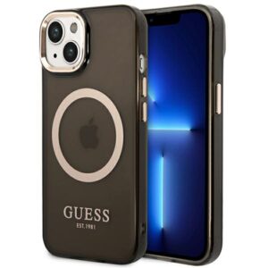 Guess GUHMP14SHTCMK iPhone 14 tok – Gold Outline Translucent MagSafe, fekete/arany