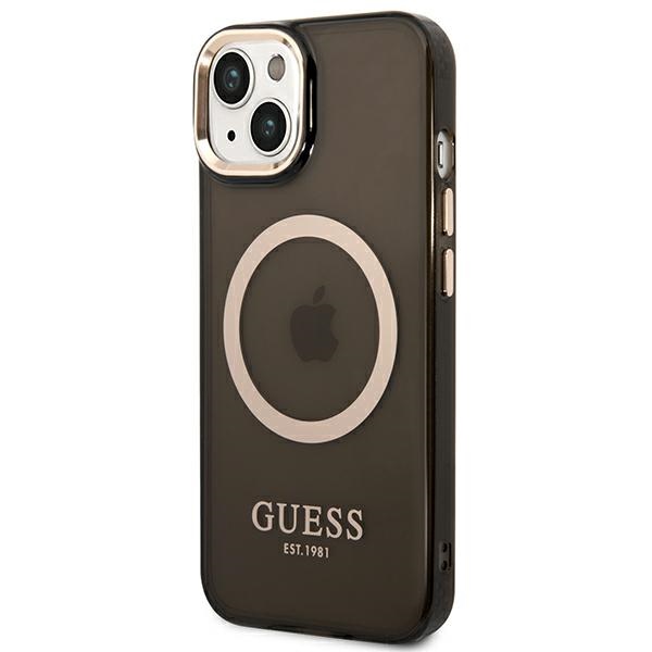 iTok webáruház - Guess Guess GUHMP14SHTCMK iPhone 14 tok – Gold Outline Translucent MagSafe, fekete/arany 2 Guess GUHMP14SHTCMK iPhone 14 6.1" black/black hard case Gold Outline Translucent MagSafe