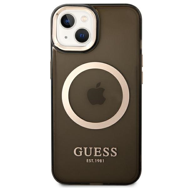 iTok webáruház - Guess Guess GUHMP14SHTCMK iPhone 14 tok – Gold Outline Translucent MagSafe, fekete/arany 3 Guess GUHMP14SHTCMK iPhone 14 6.1" black/black hard case Gold Outline Translucent MagSafe