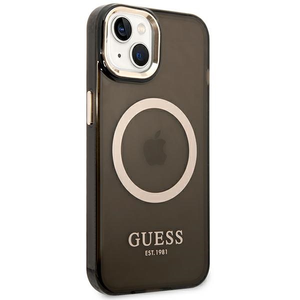 iTok webáruház - Guess Guess GUHMP14SHTCMK iPhone 14 tok – Gold Outline Translucent MagSafe, fekete/arany 4 Guess GUHMP14SHTCMK iPhone 14 6.1" black/black hard case Gold Outline Translucent MagSafe