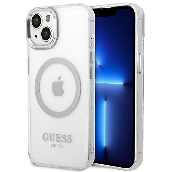 iTok webáruház - Guess Guess GUHMP14SHTRMS Metal Outline Magsafe tok iPhone 14 (6,1 hüvelykes, ezüst/átlátszó) 1 Guess GUHMP14SHTRMS iPhone 14 6.1" silver/silver hard case Metal Outline Magsafe